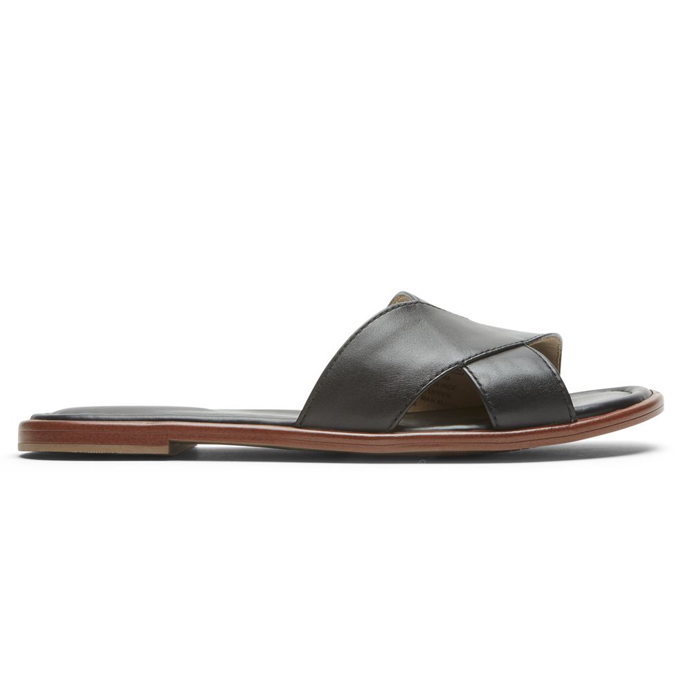 Rockport Women's Total Motion Zadie Slides - Black - USA (9076JOFPY)